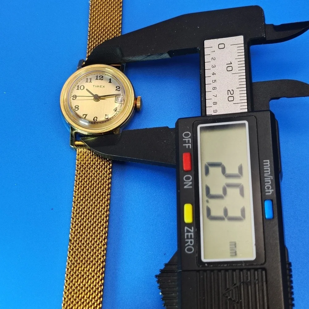 Vintage 1976 Timex Mechanical Wind 25mm Women's Watch New Mesh Bracelet Restored